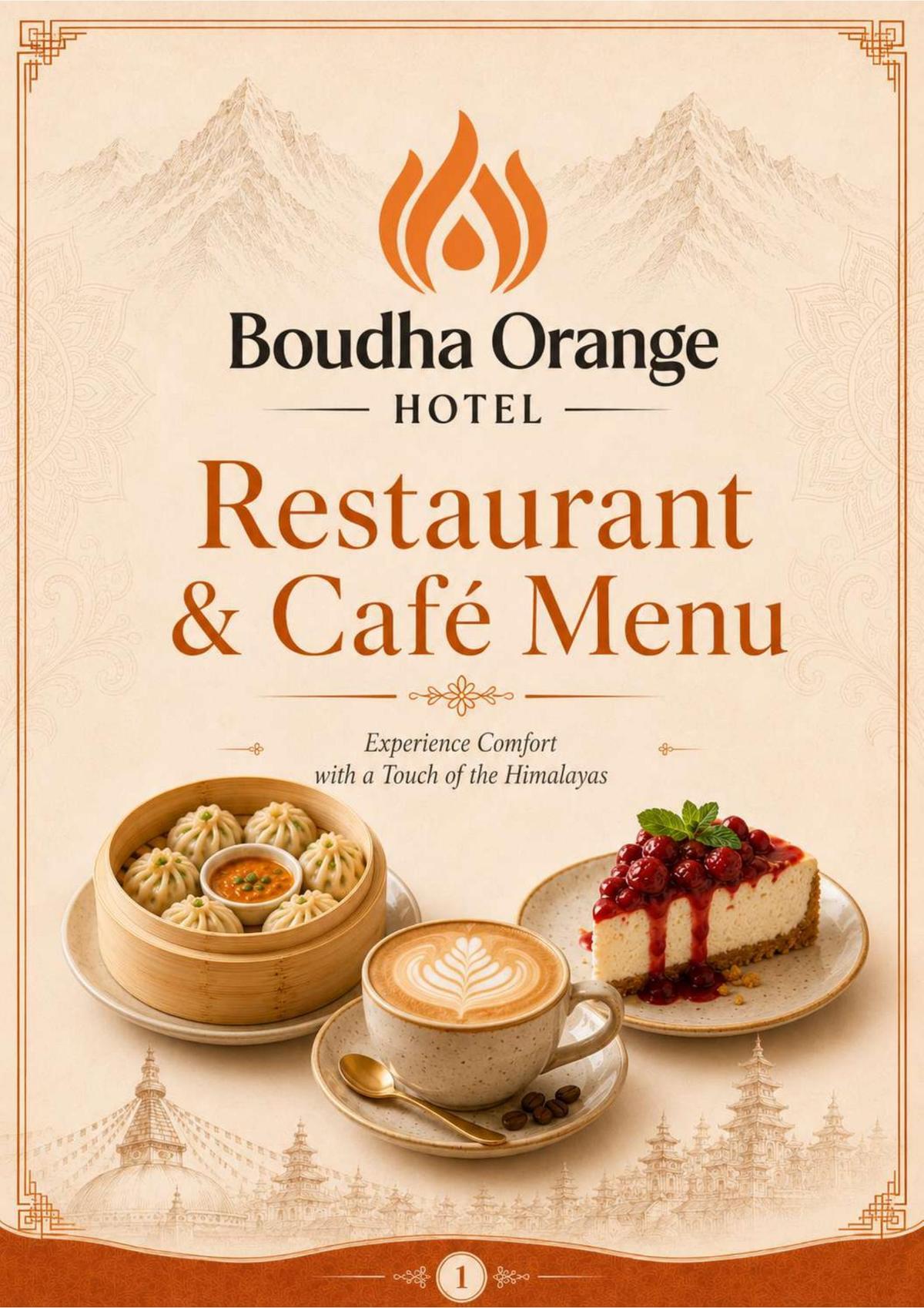 Boudha Orange Hotel Restaurant & Café Menu cover